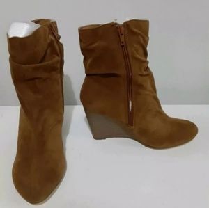 JustFab Wedge Faux Suede Boots size 6